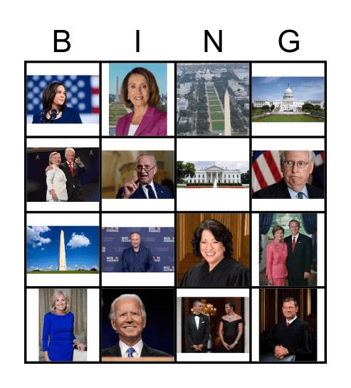 Biden Inauguration Bingo Card