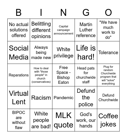 Churchwide Bingo 2 Bingo Card