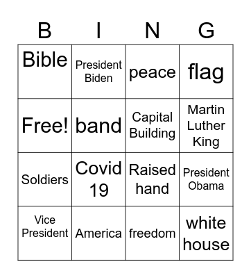 Inauguration Bingo Card