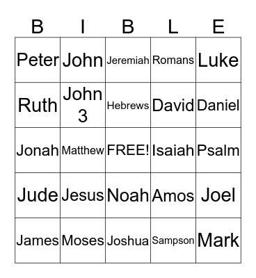 BIBLE  BINGO Card