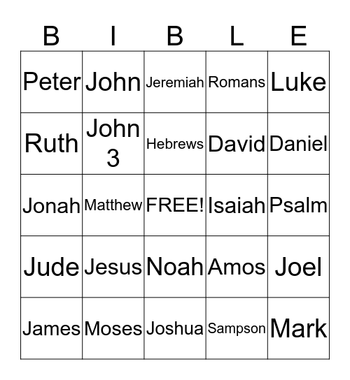 BIBLE  BINGO Card