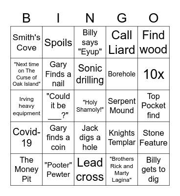 The Curse of Oak Island Bingo Card
