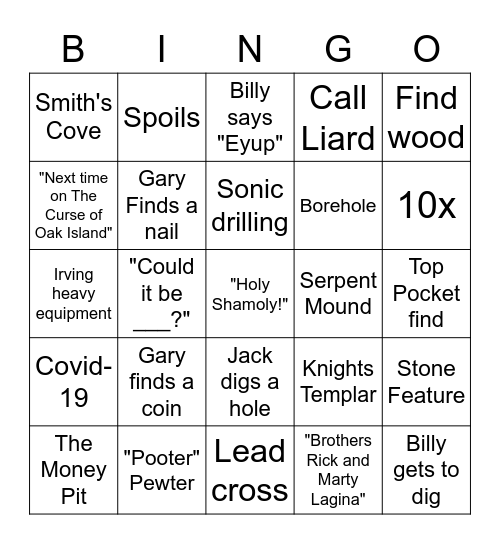 The Curse of Oak Island Bingo Card