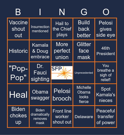 Inauguration Day Bingo Card