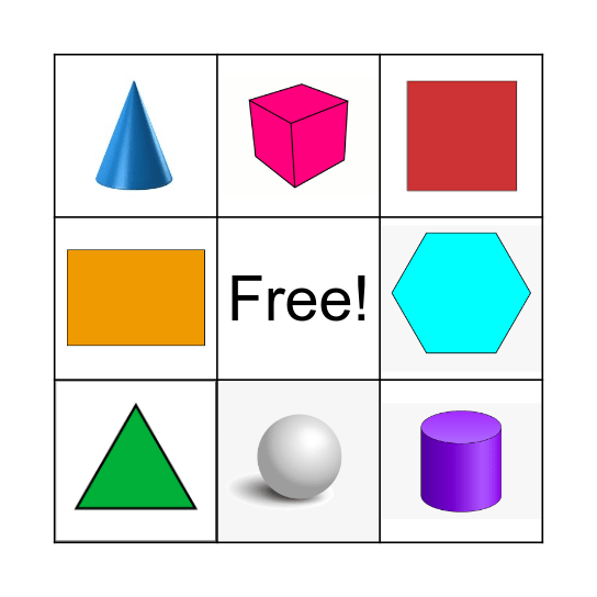 2D and 3D Shape Bingo Card