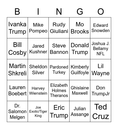 Pardon Bingo Card