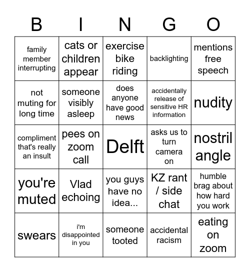 Inaugaration Day Bingo Card