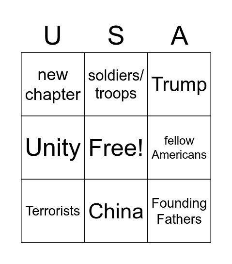 Biden Bingo Card