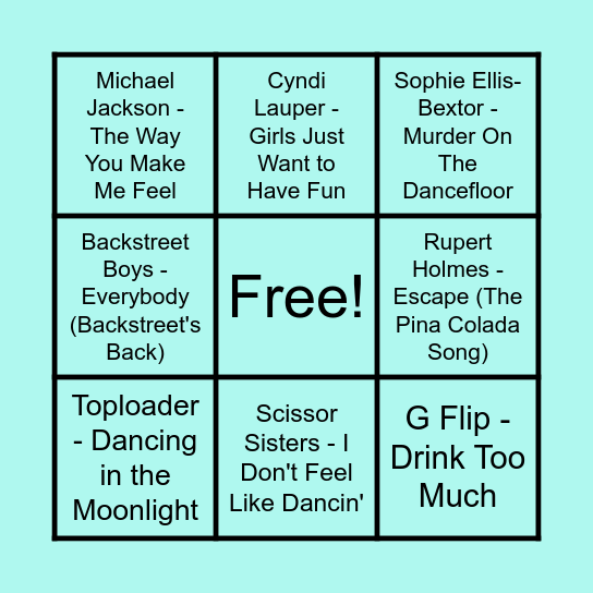 Prince Music Bingo #2 Bingo Card