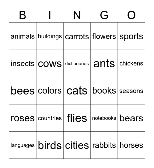 NOUNS Bingo Card