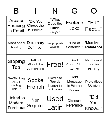 Peter Bingo Card