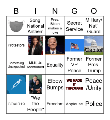 2021 Inauguration Bingo Card