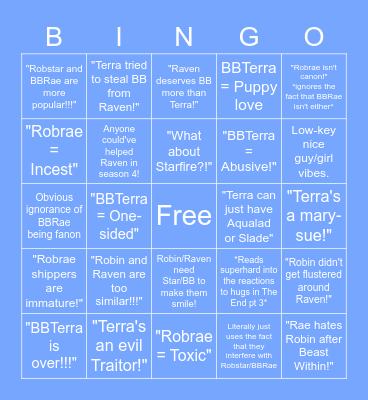 Why People hate Robrae/BBTerra Bingo Card