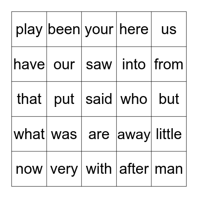 Sight Word Bingo, Grade 1 List 2 Bingo Card