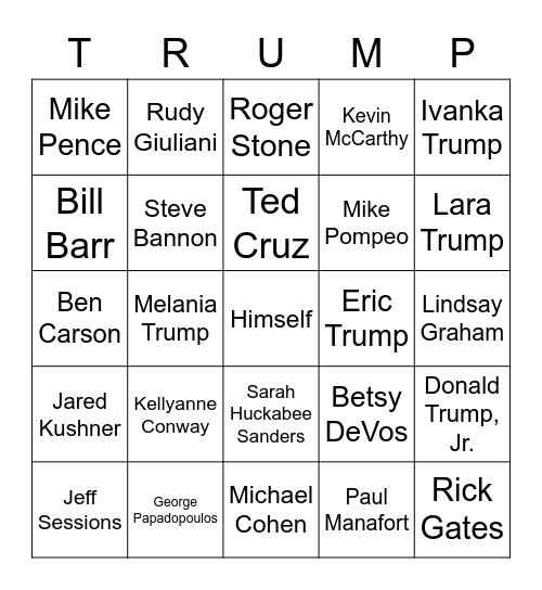 Who Will Trump Pardon?? Bingo Card