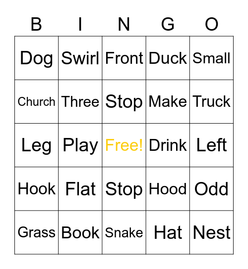 Phoneme Blending Bingo Card