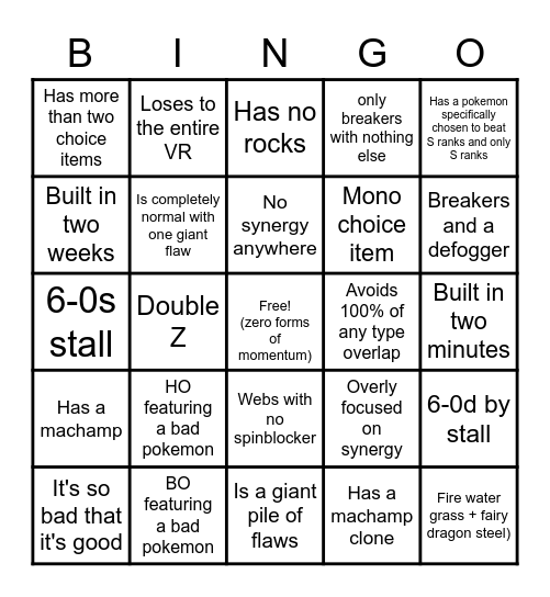 Derp Teambuilding Bingo Card