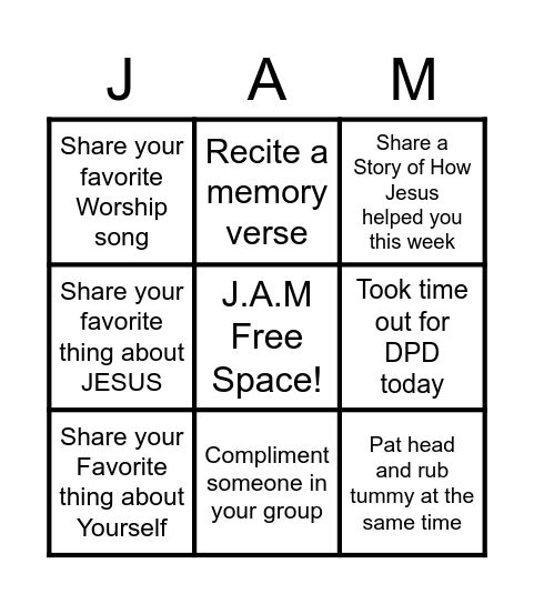 J.A.M Breakout Bingo Card