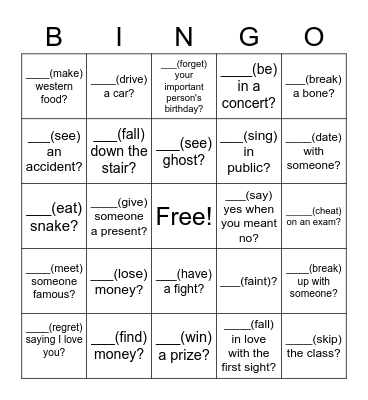 Have You Ever ______? Bingo Card