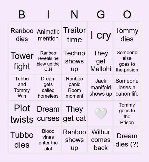 Final Disc War (Jan 20) Bingo Card