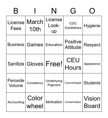 Hair Matters Association Bingo Card