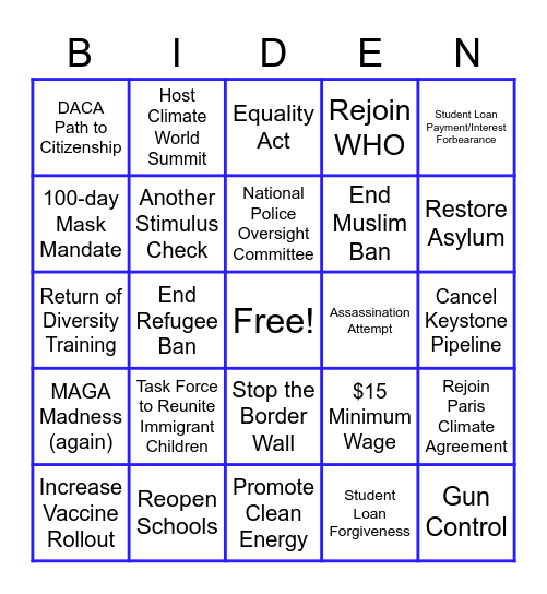BIDEN BINGO Card