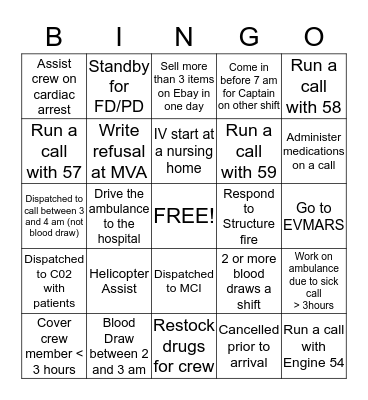 EMS 53 Bingo Card