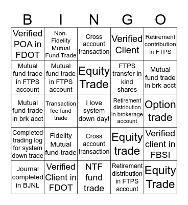 Systems Down Bingo Card