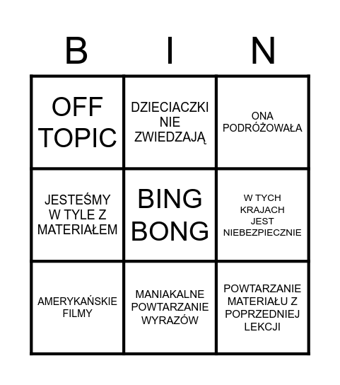 BABA OD HISTORII BINGO Card