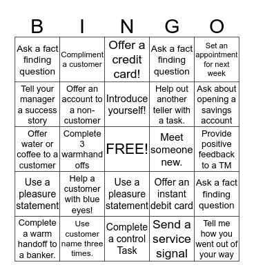 FANTASTIC FRIDAY TELLER BINGO!!!! Bingo Card