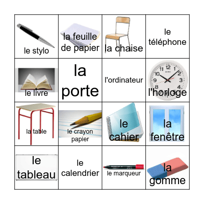 Le cours de français Bingo Card