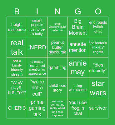 pointcrow stream Bingo Card