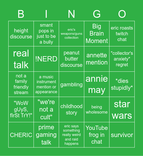 pointcrow stream Bingo Card