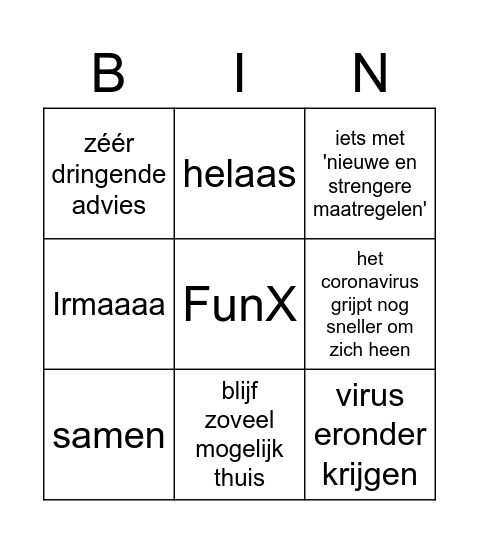 Persconferectie bingokaart Bingo Card