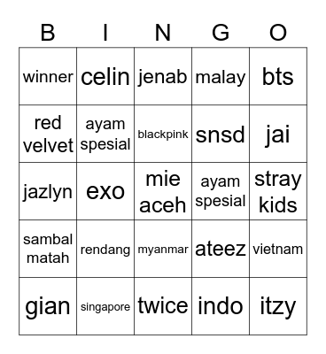 BADUT Bingo Card