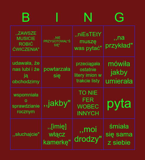 SŁOWACJA Bingo Card