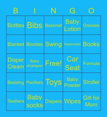 Baby Bingo Card