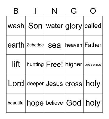 January 24, 2021 Worship Bingo (Listen for words during worship to check off when you hear them) Bingo Card
