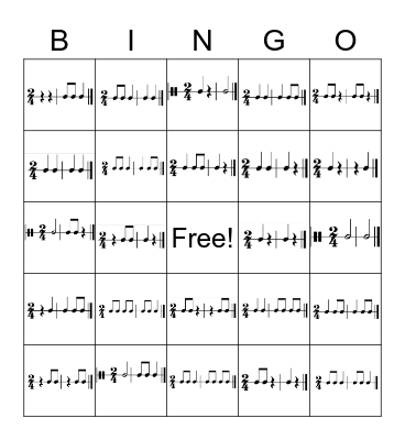 Rhythm - Units 1, 6, and 7 Bingo Card