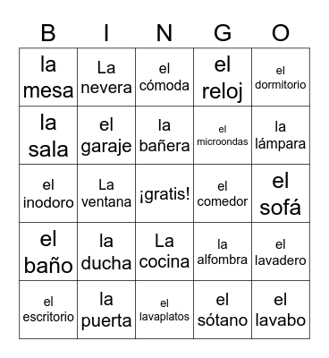 La Casa Bingo Card