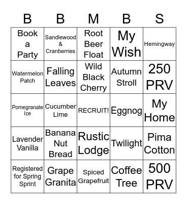 BRING BACK MY BAR BINGO Card