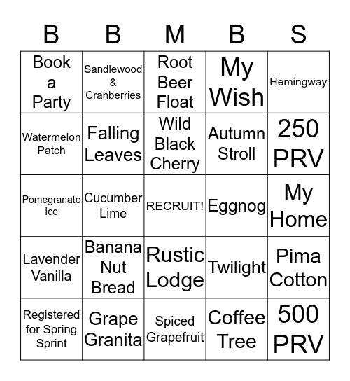 BRING BACK MY BAR BINGO Card