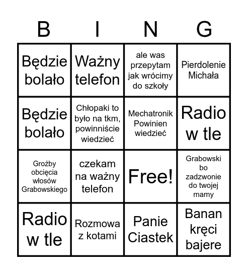 Zdalne z Fizyki Bingo Card