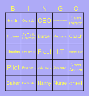 Professional Career Bingo Card