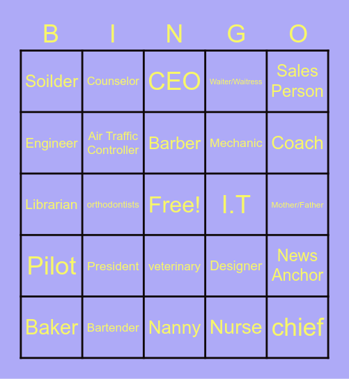 Professional Career Bingo Card