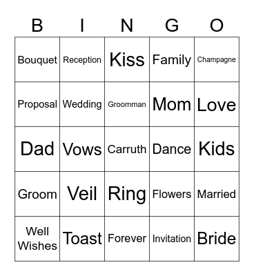 Main Squeeze Bingo Card