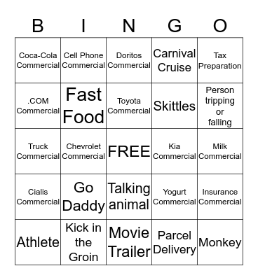 SUPER BOWL BINGO Card