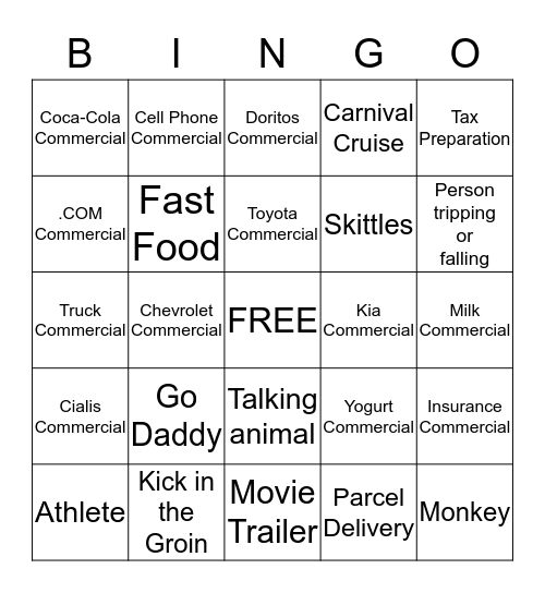 SUPER BOWL BINGO Card