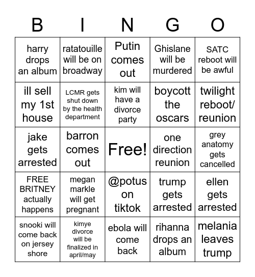 2021 bingo u stupid whores Bingo Card