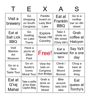 A selfie is required with each square! Bingo Card